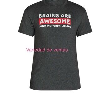 Gray Graphic T-Shirt with Red and White Text